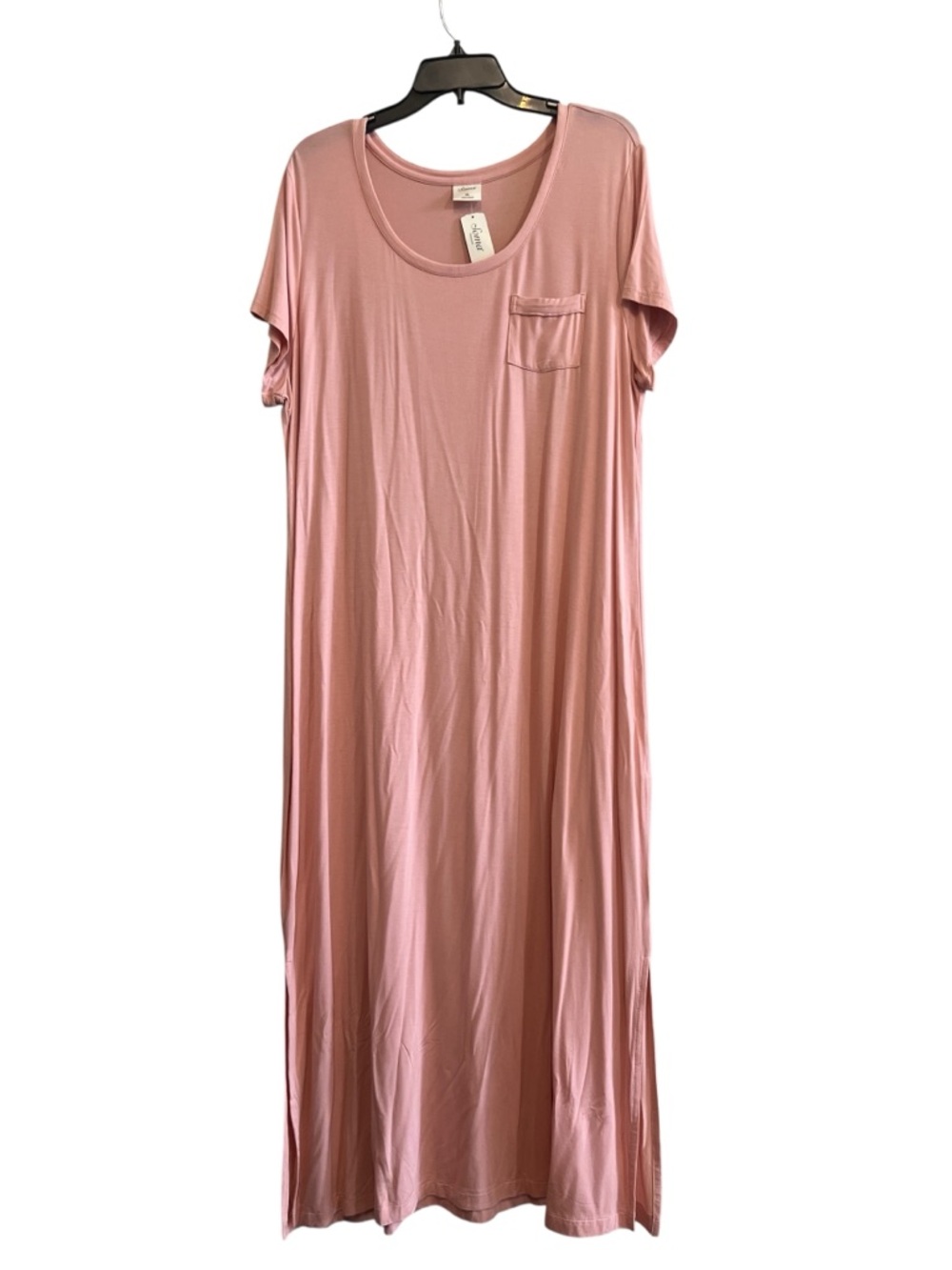 Soma Dusty Rose Short-Sleeve Maxi Sleep Dress/Tee with Pocket Size XL - Picture 2 of 5